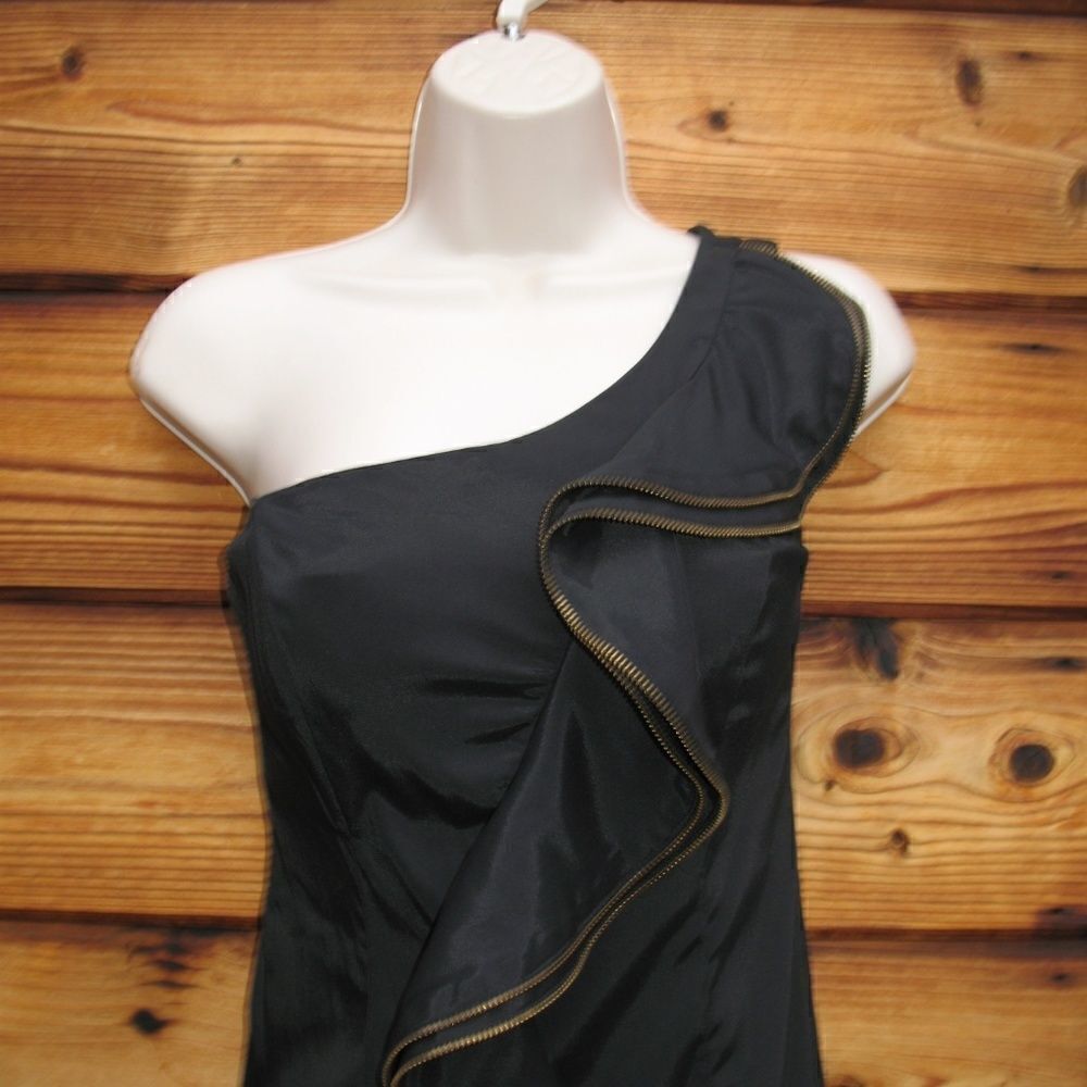 Cache Black One Shoulder Cocktail Dress - Picture 4 of 8